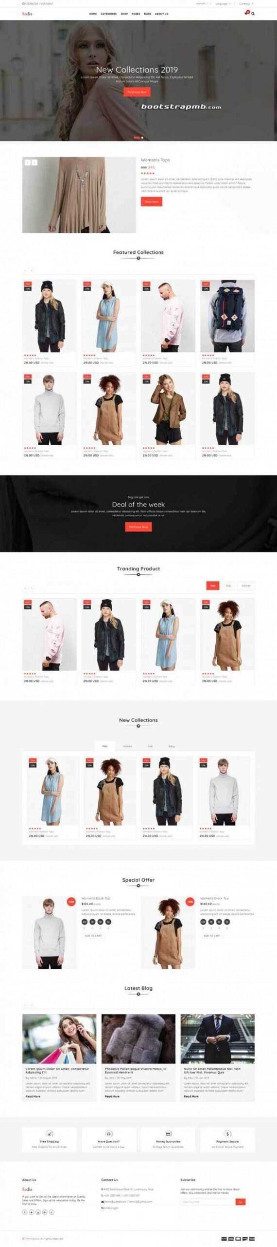 Bootstrap响应式英文服装商城 - 项目资源网