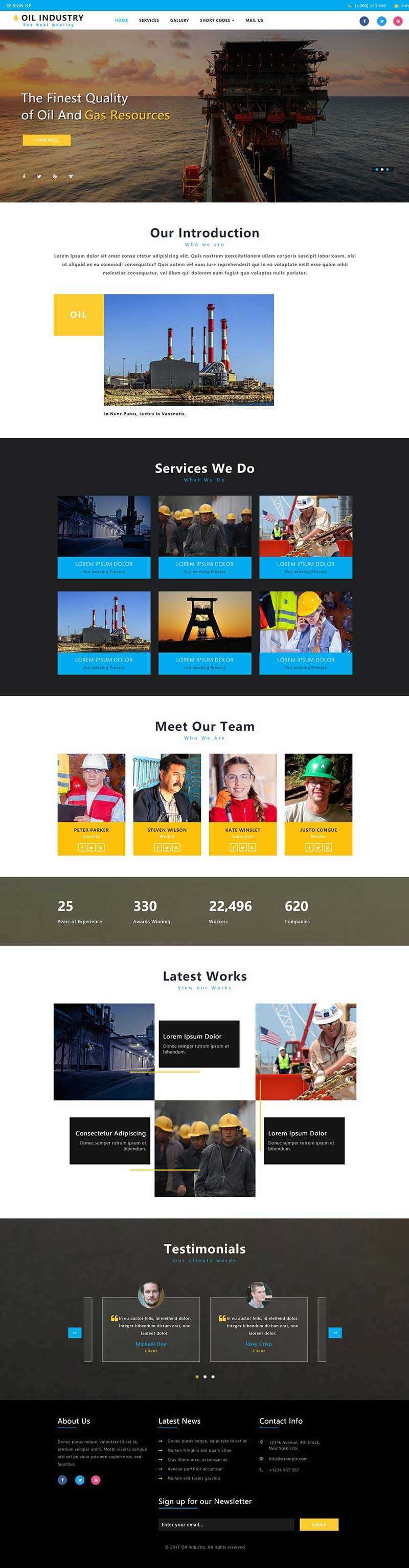 bootstrap石油开采工业类企业网站html模板 - 项目资源网