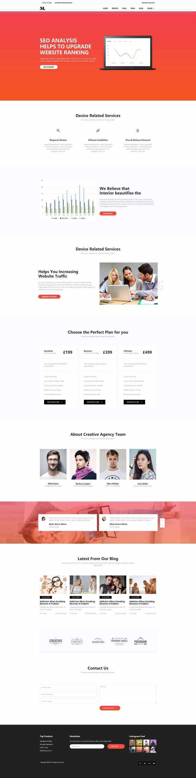 红色响应式SEO优化服务网站html模板 - 项目资源网