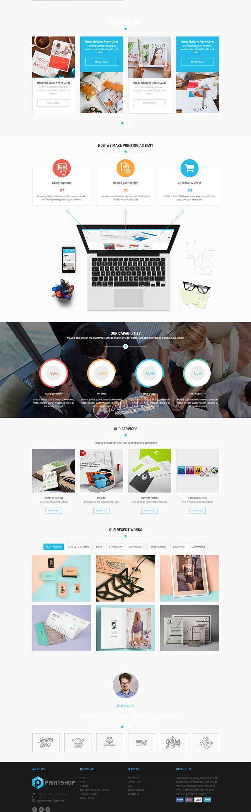 图片[2] - 蓝色的响应式名片印刷公司网站html模板 - 项目资源网