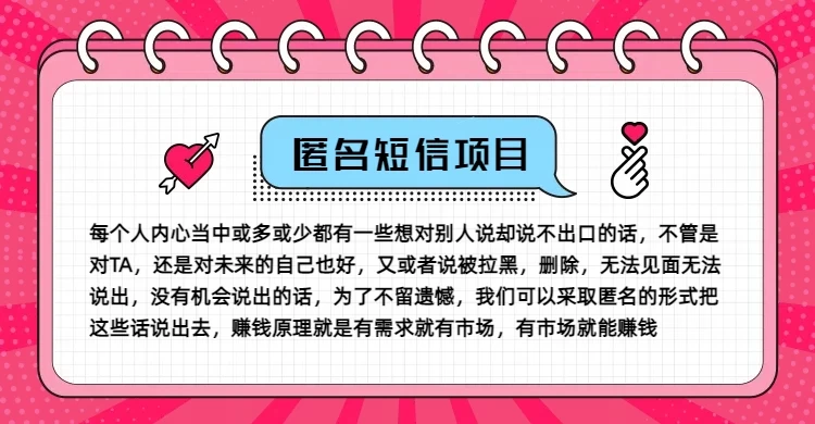 冷门小众赚钱项目，匿名短信，玩转信息差，月入五位数 - 项目资源网