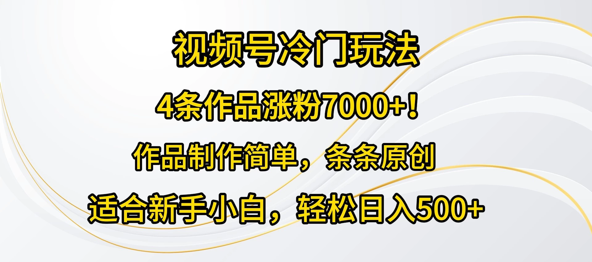 4条作品涨粉7000+！视频号冷门玩法，作品制作简单，条条原创，适合新手小白，轻松日入500+ - 项目资源网