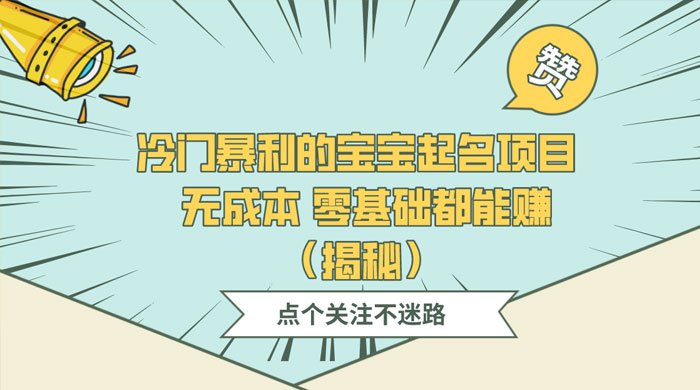 冷门暴利的宝宝起名项目 ，无成本零基础都能赚（揭秘） - 项目资源网