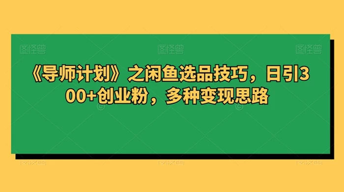 闲鱼选品技巧，日引 300+ 创业粉，多种变现思路 - 项目资源网