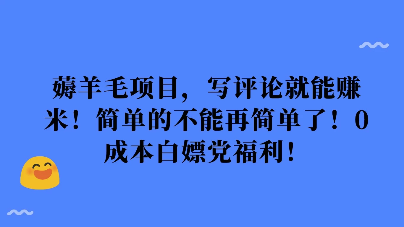 薅羊毛项目，写评论就能赚米！简单的不能再简单了！0成本白嫖党福利！ - 项目资源网