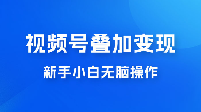 视频号叠加变现，新蓝海项目，新手小白无脑操作，日入600+ - 项目资源网